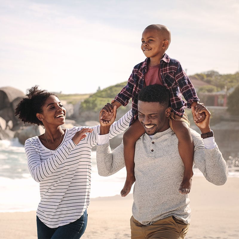 Happy family at the beach